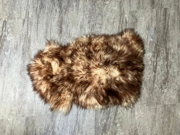 Schapenvacht 100% Echt & Natuurlijk - Crème Bruin Lang Haar -100 cm