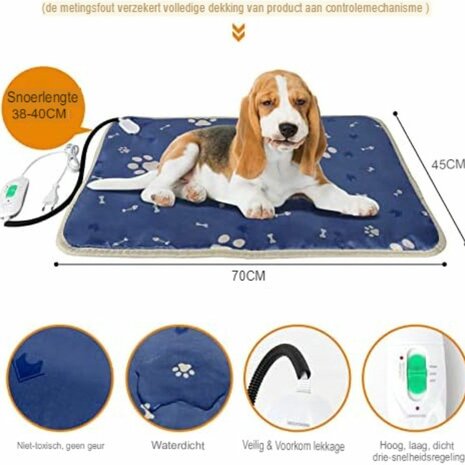 Heating Pad - Verwarmingsmat voor Hond en Kat - 70 x 45 cm - Met afstandsbediening