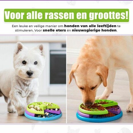 Anti-Schrokbak Hond - Slowfeeder Hondenpuzzel - Intelligentiespeelgoed