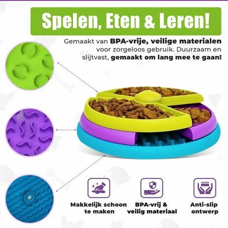 Anti-Schrokbak Hond - Slowfeeder Hondenpuzzel - Intelligentiespeelgoed
