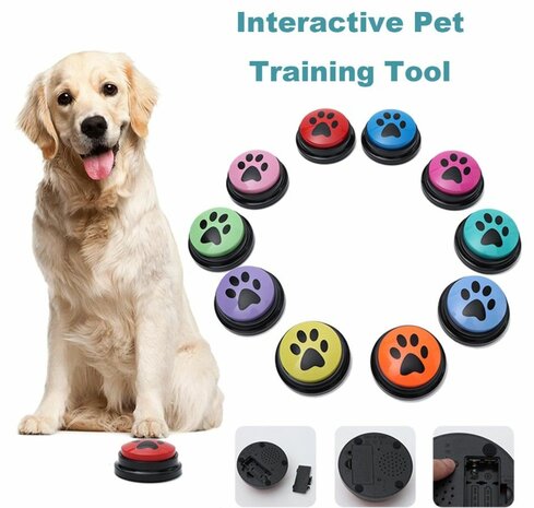 Praatknop voor Hond - Dogbuttons - Hondentraining - 4 stuks - Opneembare Speelknoppen - Intelligentiespeelgoed