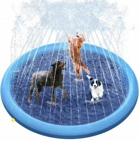 Koel Sprinkler Mat - Hond en Kat - L - 150 cm - Blauw - Waterspeelgoed
