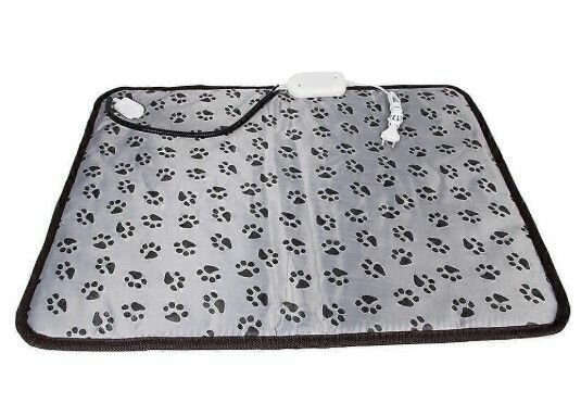 Heating Pad - Verwarmingsmat voor Hond en Kat - 70 x 50 cm - Grijs met Print - Met afstandsbediening