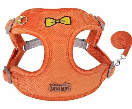 Soft Pluche Hondentuigje met Looplijn - Comfort - Oranje - Diverse Maten