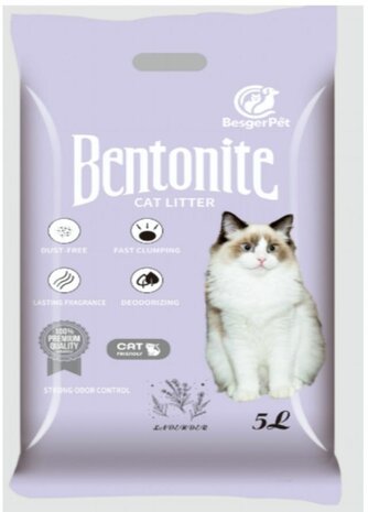 Besger Pet Kattenbakvulling - Bentoniet - Lavendel - 10 Liter - Absorberend & stofarm