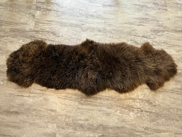Schapenvacht 100% Echt & Natuurlijk - XXXXL Donkerbruin Lang Haar - 200 cm