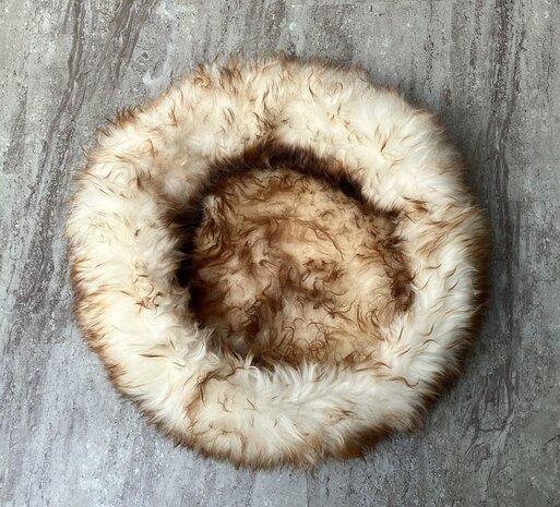 Schapenvacht 100% Echt & Natuurlijk - Crème Bruin 60-70 cm - Hondenmand Kattenmand