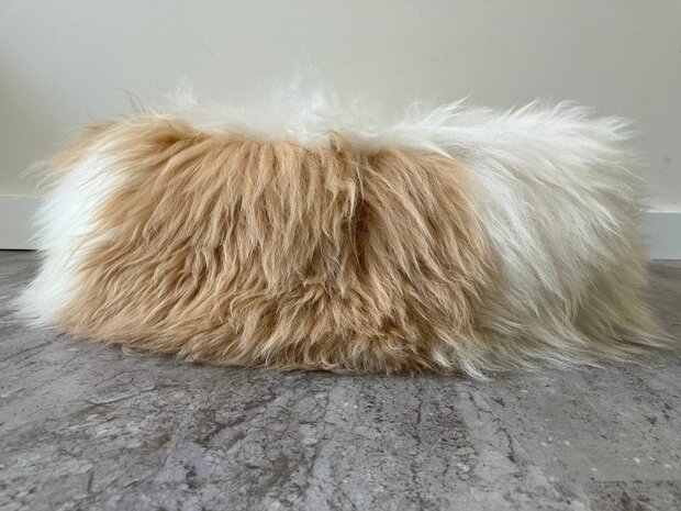 Schapenvacht 100% Echt & Natuurlijk - Bruin Wit 60-70 cm - Hondenmand Kattenmand