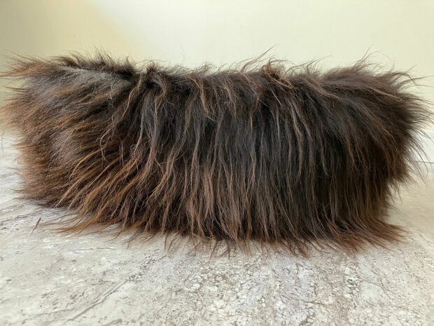 Schapenvacht 100% Echt & Natuurlijk - Donkerbruin 50-60 cm - Hondenmand Kattenmand