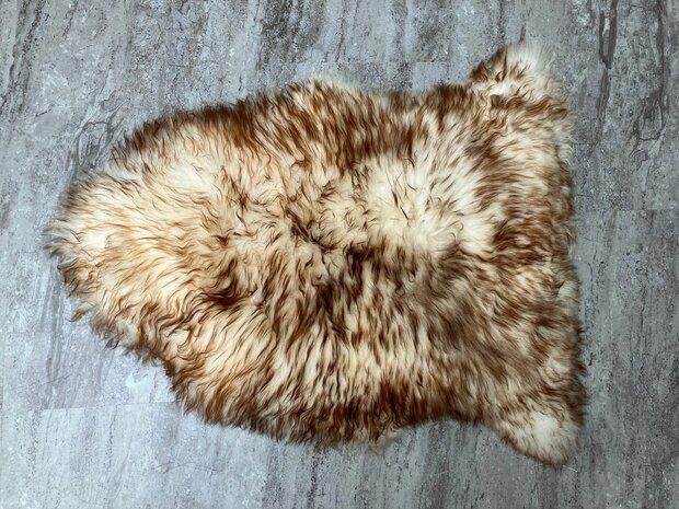 Schapenvacht 100% Echt & Natuurlijk - Crème Bruin Middel Lang Haar - 80-90 cm