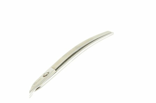 Tritra 22190C - 440C - Gebogen Enkele Effileerschaar 17 cm - 44 tands - Hondenschaar Trimschaar