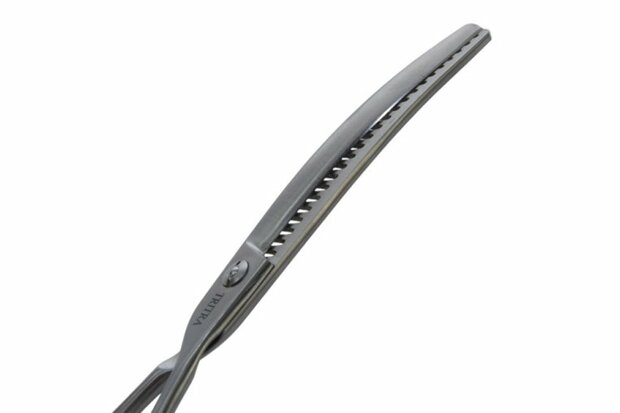 Tritra 22301C - 440C - Gebogen Enkele Effileerschaar 17 cm - 24 tands - Hondenschaar Trimschaar