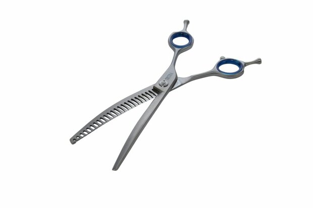Tritra 22301C - 440C - Gebogen Enkele Effileerschaar 17 cm - 24 tands - Hondenschaar Trimschaar