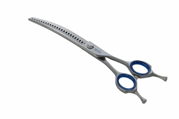 Tritra 22301C - 440C - Gebogen Enkele Effileerschaar 17 cm - 24 tands - Hondenschaar Trimschaar