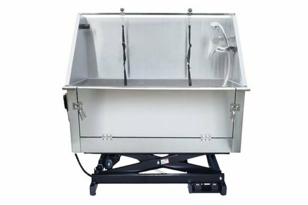 Hondenbad RVS Elektrisch met Klepdeur ZG - Met goot voor badpomp