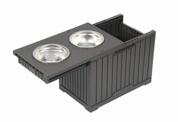Dinnertafel Voedertafel - 2 RVS Voerbakken - Met opbergruimte - Stevig ECO Kunststof
