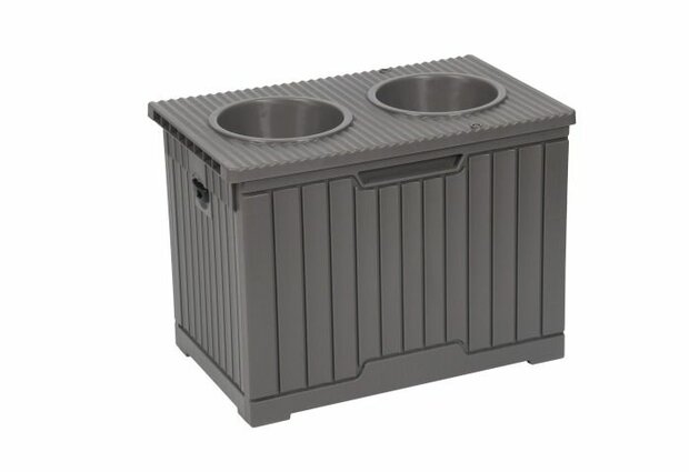 Dinnertafel Voedertafel - 2 RVS Voerbakken - Met opbergruimte - Stevig ECO Kunststof