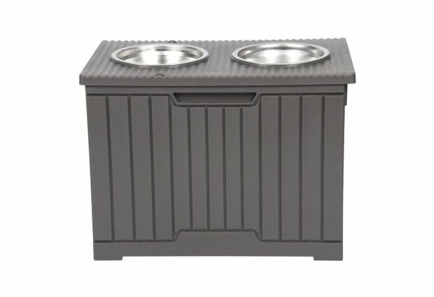 Dinnertafel Voedertafel - 2 RVS Voerbakken - Met opbergruimte - Stevig ECO Kunststof