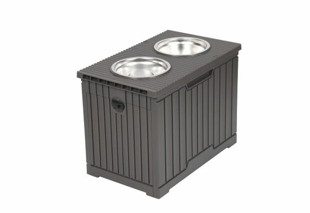 Dinnertafel Voedertafel - 2 RVS Voerbakken - Met opbergruimte - Stevig ECO Kunststof