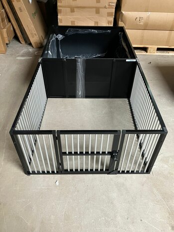Werpkist Puppy Dream 100x100x50 cm + Uitloopren - Zwart - Showroom model