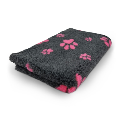 Vetbed Antraciet Kleine en Grote Fuchsia Voetprint - Anti-Slip - 5 Stuks 150x100 cm