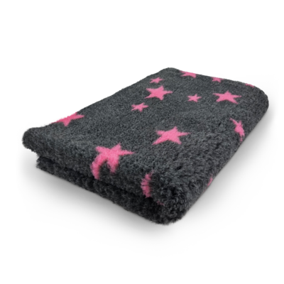 Vetbed Stars Antraciet Fuchsia - Anti-Slip - 5 Stuks 150x100 cm