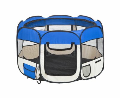 Nylon Puppyren Blauw - 8 hoekig - Opvouwbaar