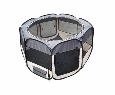 Puppyren Nylon Grijs - 8 hoekig - Opvouwbaar