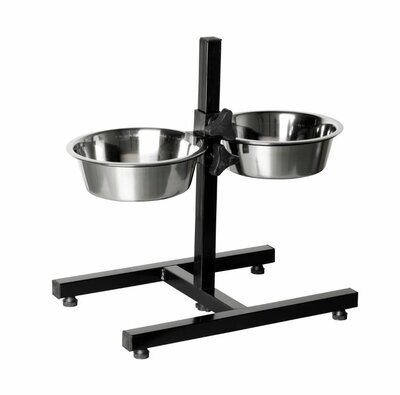 RVS Voerbak Drinkbak op Standaard - Voerstandaard - M (25 cm)