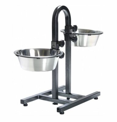 Verstelbare Voerstandaard + 2 RVS Bakken (25 cm)