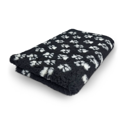 Vetbed Zwart + Voetprint - Anti-Slip · Diverse Maten