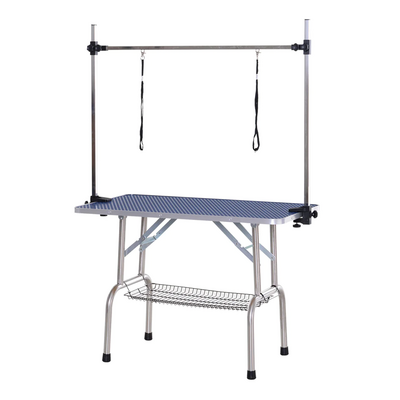 EazyGroomer Trimtafel RVS + Anti-Slip Blad en Dubbele Trimarm 118x60x75 cm