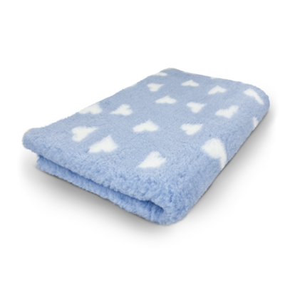 Vetbed Lichtblauw met Witte Hartjes - Anti-Slip - 5 Stuks 150x100 cm