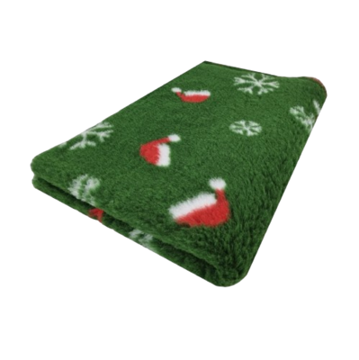 Vetbed Kerst - Christmas - Santa Hats - Groen - Anti-Slip - Diverse Maten