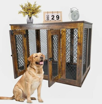 Houten Metalen Hondenbench Solide - Luxueus - 94 x 60 x 67 cm