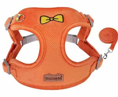 Soft Pluche Hondentuigje met Looplijn - Comfort - Oranje - Diverse Maten