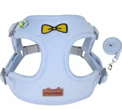 Soft Pluche Hondentuigje met Looplijn - Comfort - Blauw - Diverse Maten