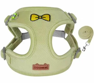 Soft Pluche Hondentuigje met Looplijn - Comfort - Olijfgroen - Diverse Maten