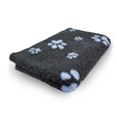 Vetbed Antraciet Kleine en Grote Lichtblauw Voetprint - Anti-Slip · Diverse Maten