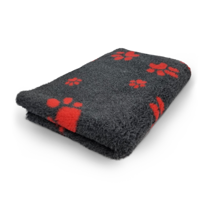 Vetbed Antraciet Kleine en Grote Rood Voetprint - Anti-Slip · Diverse Maten