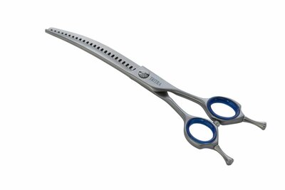 Tritra 22301C - 440C - Gebogen Enkele Effileerschaar 17 cm - 24 tands - Hondenschaar Trimschaar