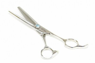 Tritra Blue Line 23193 - 440C - Enkele Effileerschaar 16,5 cm - 34 tands - Hondenschaar Trimschaar