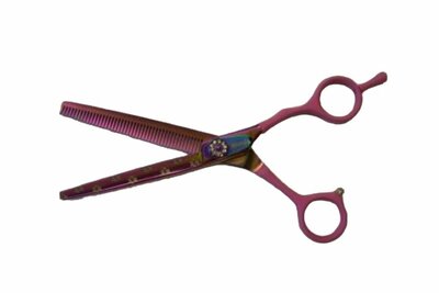 Miranda Pink Ergonomisch - Enkele Effileerschaar 16 cm - Hondenschaar Trimschaar