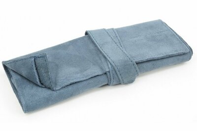 Etui D-Blauw - Hondenschaar Opbergen - Suède Leer