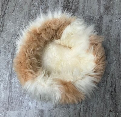 Schapenvacht 100% Echt & Natuurlijk - Bruin Wit 50-60 cm - Hondenmand Kattenmand